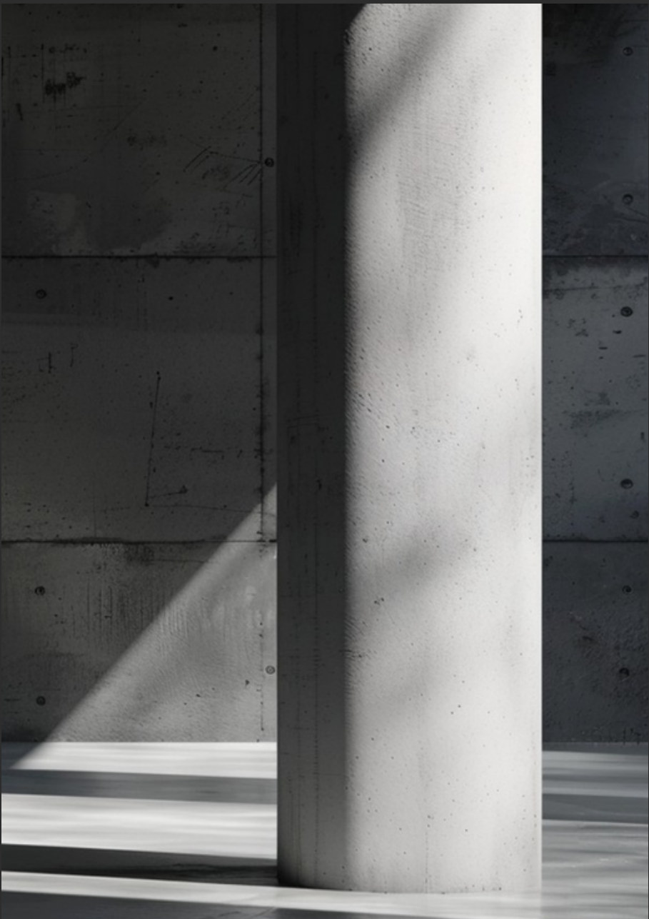 Magnitube Lux column with a luminous, seamless Class 1 concrete finish